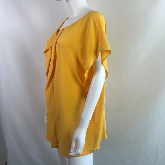 Escada Yellow Silk Riffle Front Blouse - Picture 3 of 8